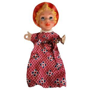 Vintage Mr Rogers Red Riding Hood Hand Puppet Doll Toy Punch & Judy Made Germany